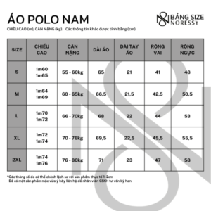 Bang size AO polo Nam Noressy 2 2